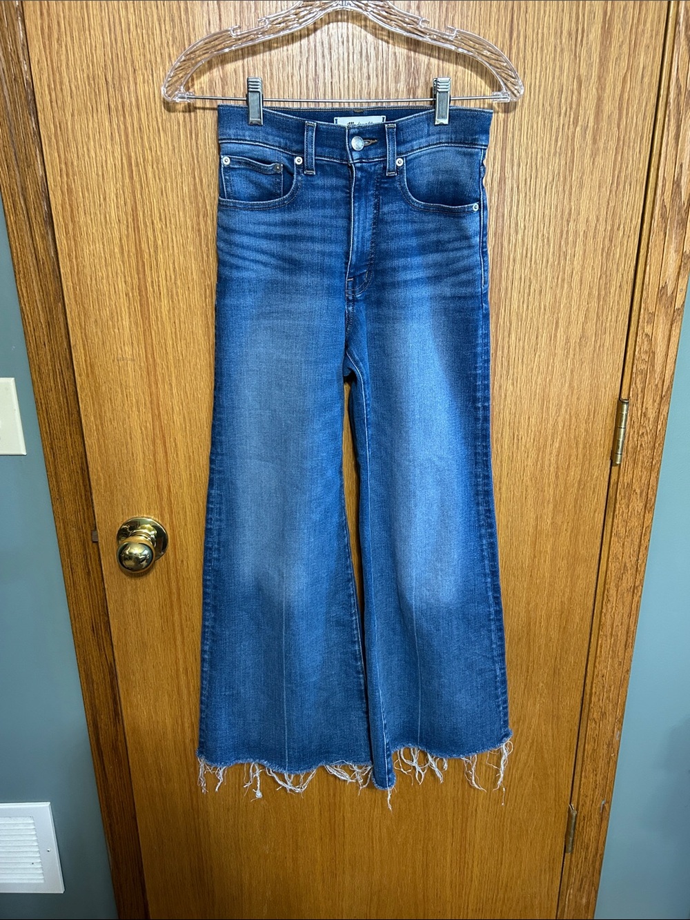 Madewell Womens Flared Wide-Leg Jeans  Size 24/O BOHO 70 style utility  coastal